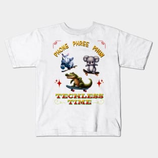 Techless Time Animal Skater Skateboarding Kids T-Shirt